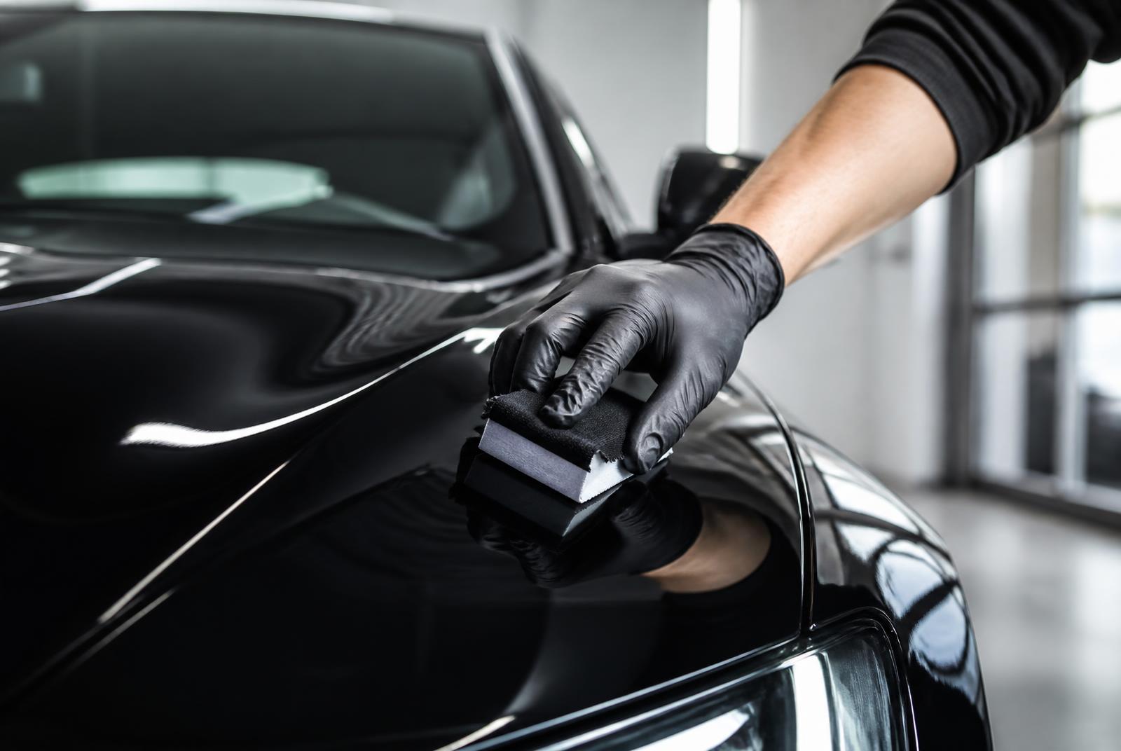 Ceramic coating applied to a vehicle panel